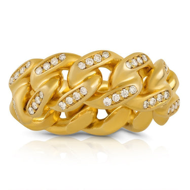14k Yellow Gold Cuban Link Ring 1.50 Ctw